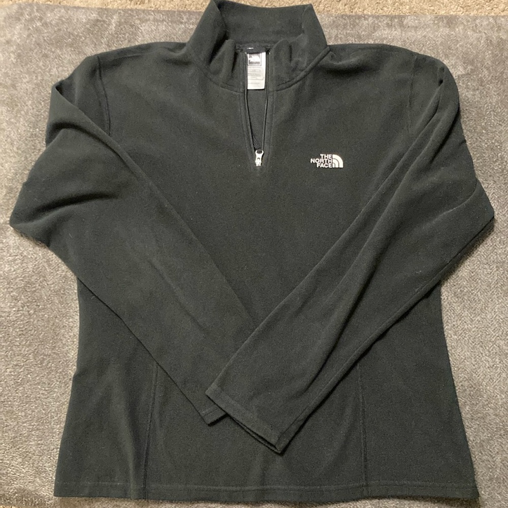 The North Face Womens Large TKA 100 Black Quarterzip Fleece